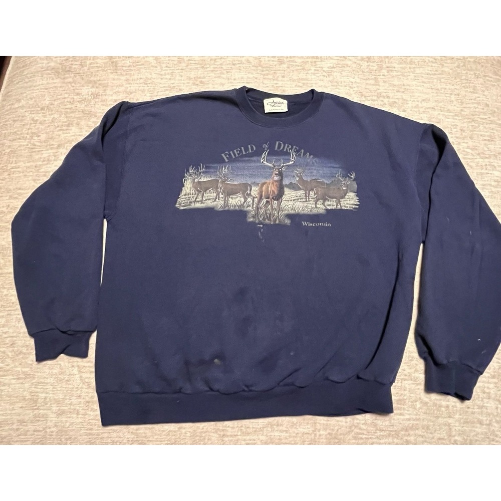 Vintage Field of Dreams Deer Sweatshirt Wisconsin – Artisans Glen Flora – XL USA